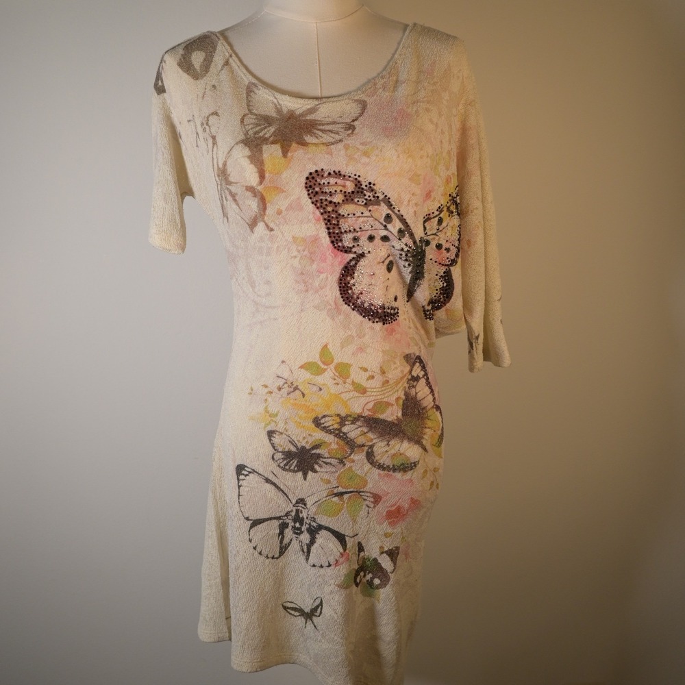 Emma Rose Womens S Off Shoulder Mini Dress Cream Fairycore Butterfly Festival